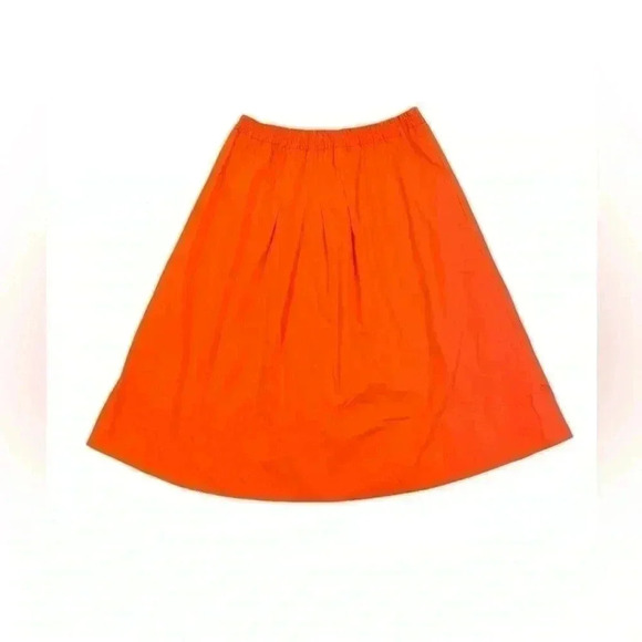NWT DONNA KARAN NEW YORK Orange Pleated ALine Skirt in Coastal Garden Size Small - Picture 2 of 8